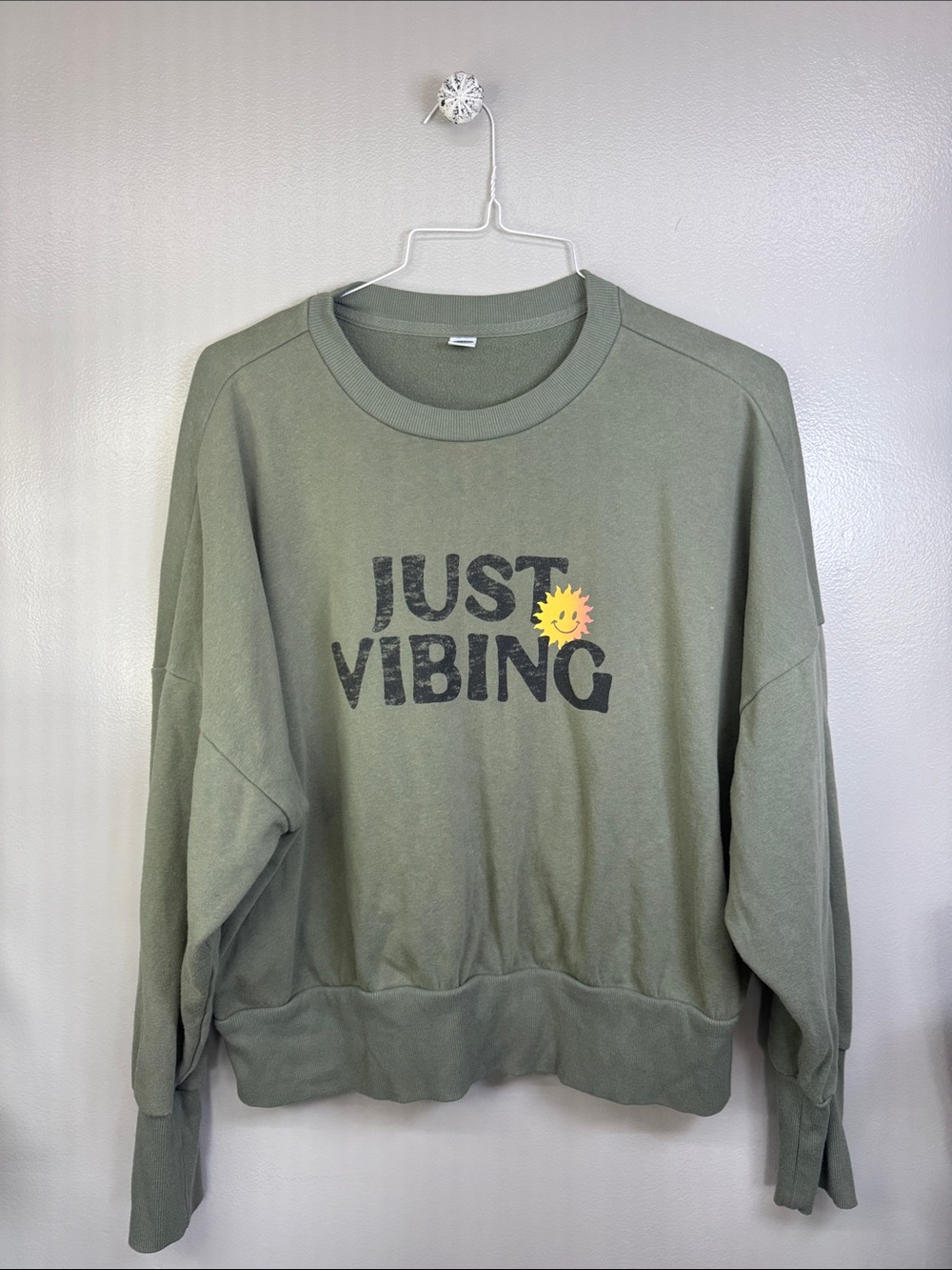 Old Navy Just Vibing Olive Green Crewneck Sweater XL